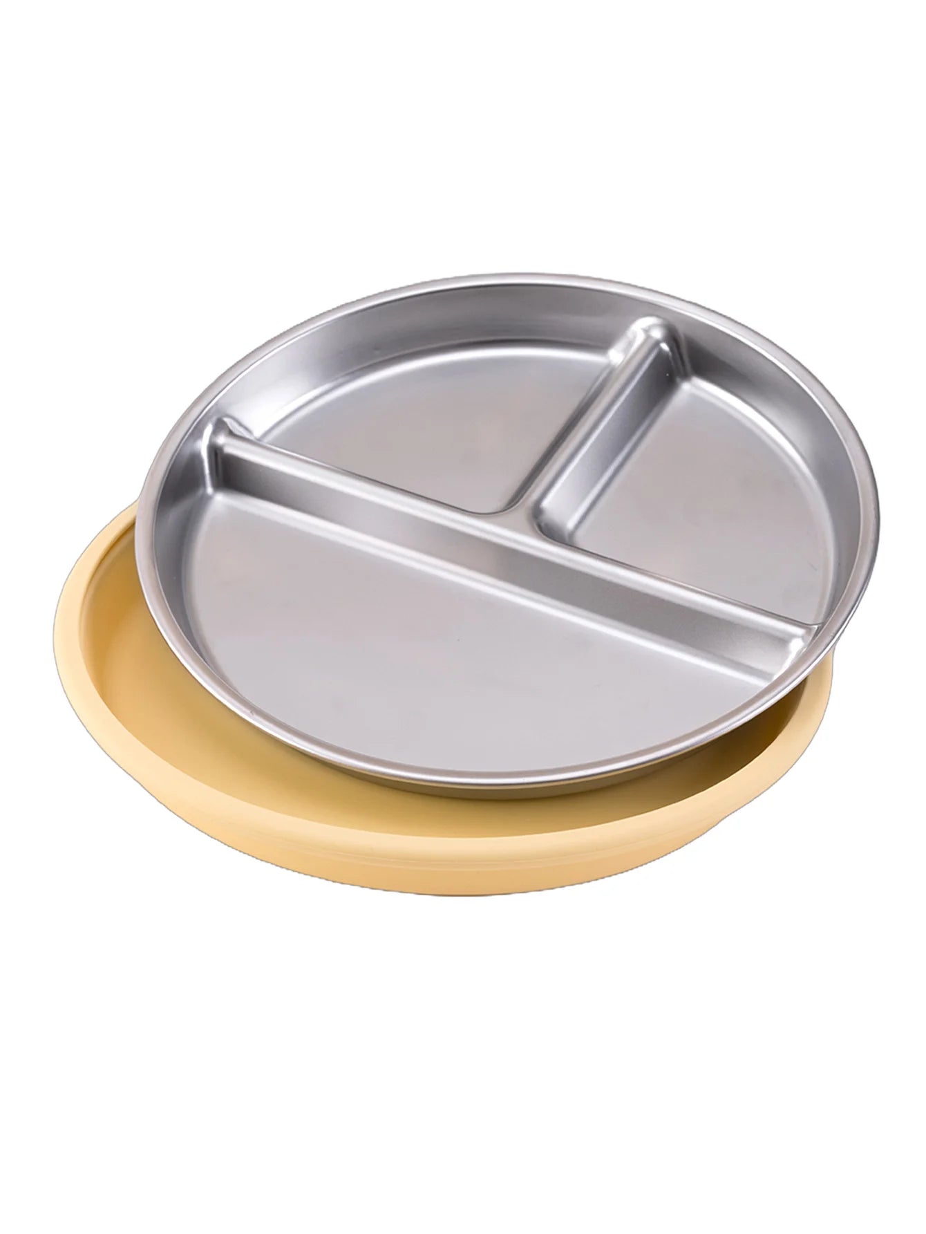Color Kids 1PCS Stainless Steel Plate Detachable Suction Dishes Baby Feeding Sucker Bowl Food Grade Silicone Food Tray Tableware