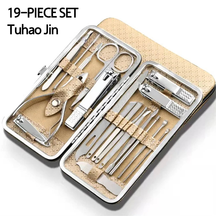 Home Nail Clipper Set Of 18 Pieces Large Size Dead Skin Pliers Diagonal To Remove Dead Skin Small Eyebrow Clipper Leather Sleeve