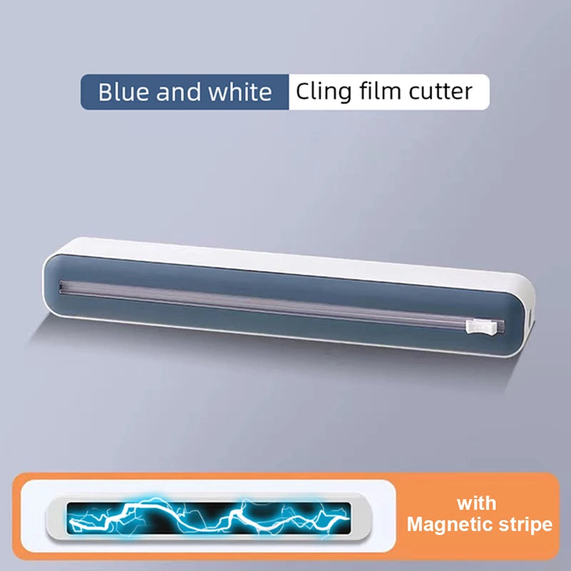 Food Film Dispenser Magnetic Plastic Wrap Dispenser with Cutter Storage Box Aluminum Foil Stretch Film Cutter Storage Holder