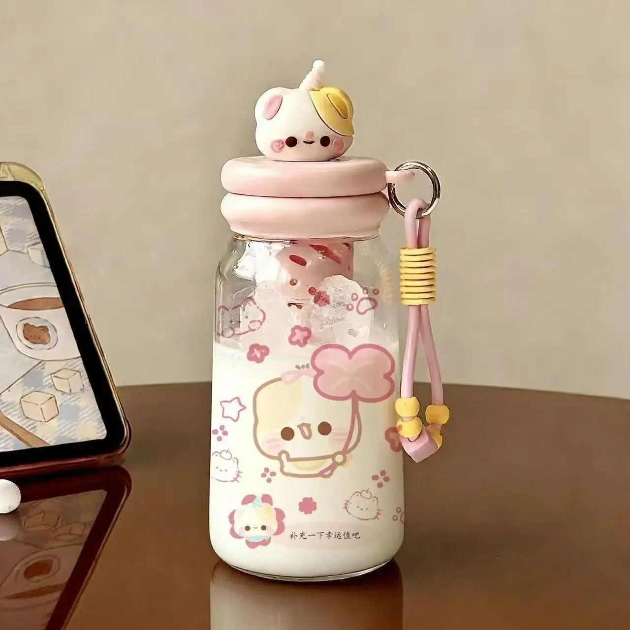 Cute Japanese Water Cup Cartoon Food-grade Straw Cup Niche Simple Non-colliding High-value Summer Plastic Cup Children Water Cup