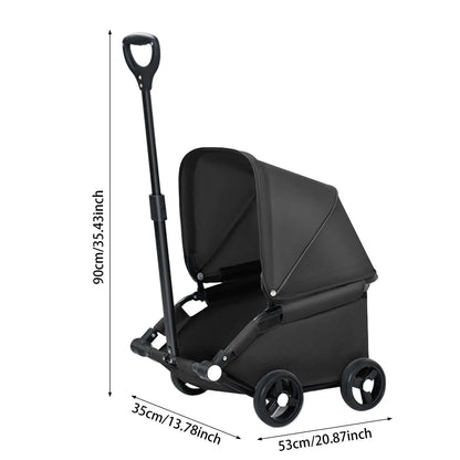 Pet Stroller Portable Dog Pram 4 Wheels Pet Travel Carrier Stroller with Sun Cover Breathable for Small Medium Pet Cats Dogs