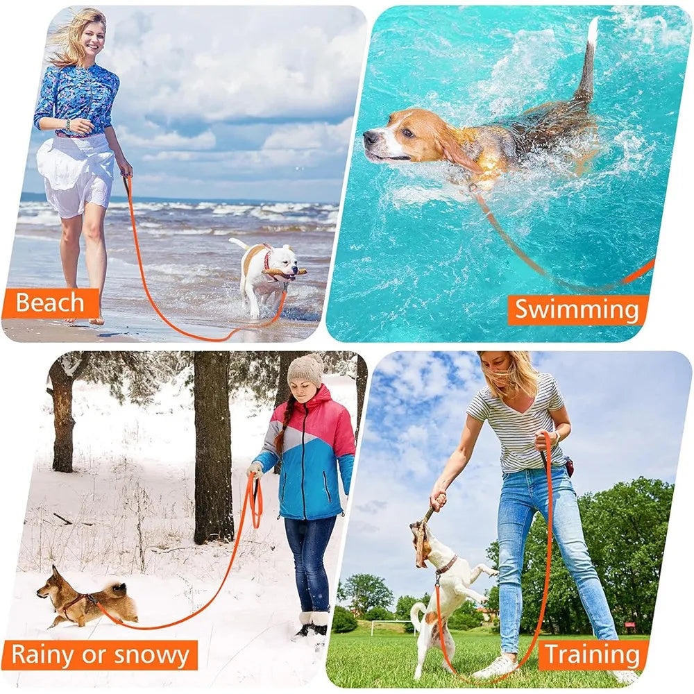 Waterproof Dog Leash, 3M/5M/10M/15M/20M/30M Dog Training Leash for Outside, Durable PVC Long Line Tracking Lead with Padded Hand