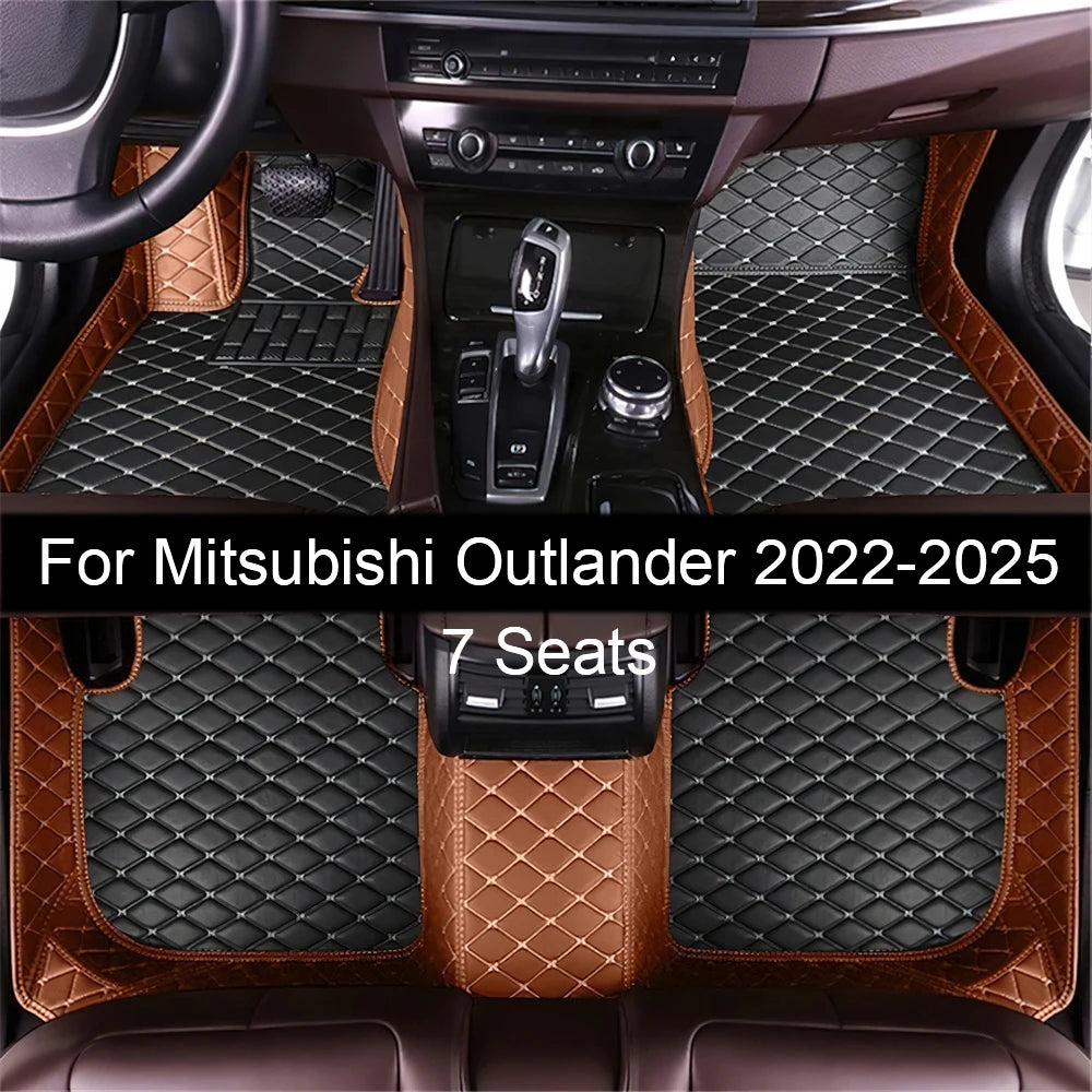 7 Seats Car Floor Mats For Mitsubishi Outlander 2022 2023 2024 2025 2026 Auto Leather Full Set Carpet Pads Vehice Foot Mat Rugs