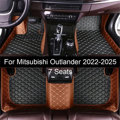 7 Seats Car Floor Mats For Mitsubishi Outlander 2022 2023 2024 2025 2026 Auto Leather Full Set Carpet Pads Vehice Foot Mat Rugs