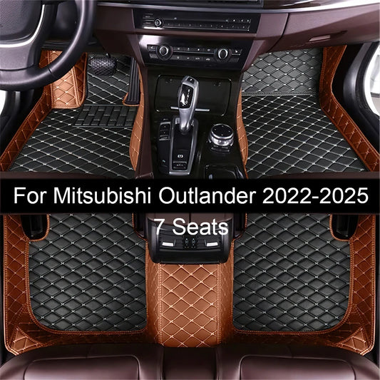 7 Seats Car Floor Mats For Mitsubishi Outlander 2022 2023 2024 2025 2026 Auto Leather Full Set Carpet Pads Vehice Foot Mat Rugs