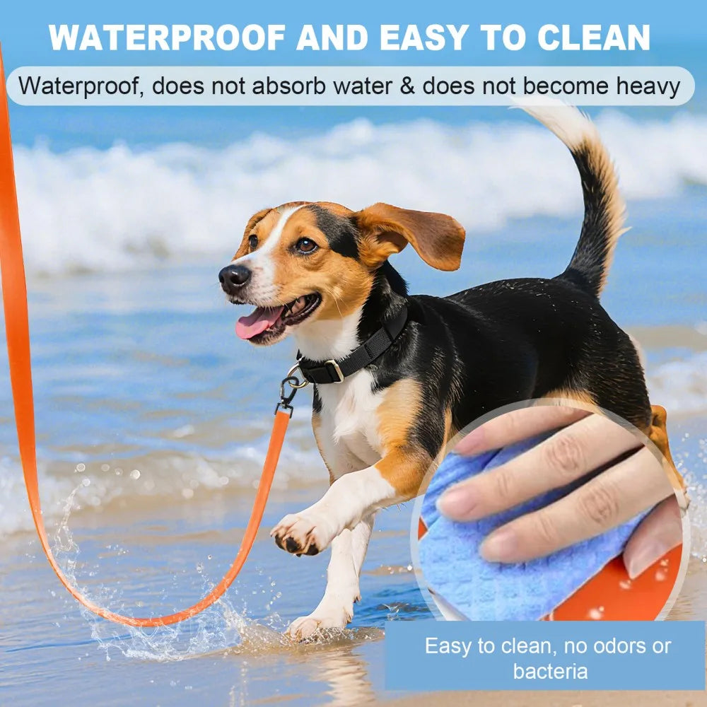 Waterproof Dog Leash, 3M/5M/10M/15M/20M/30M Dog Training Leash for Outside, Durable PVC Long Line Tracking Lead with Padded Hand