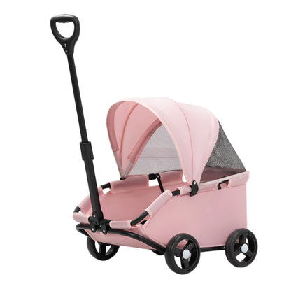 Pet Stroller Portable Dog Pram 4 Wheels Pet Travel Carrier Stroller with Sun Cover Breathable for Small Medium Pet Cats Dogs