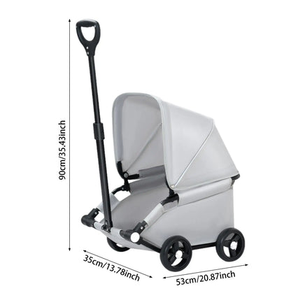 Pet Stroller Portable Dog Pram 4 Wheels Pet Travel Carrier Stroller with Sun Cover Breathable for Small Medium Pet Cats Dogs