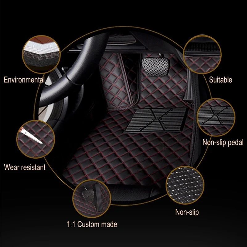 7 Seats Car Floor Mats For Mitsubishi Outlander 2022 2023 2024 2025 2026 Auto Leather Full Set Carpet Pads Vehice Foot Mat Rugs