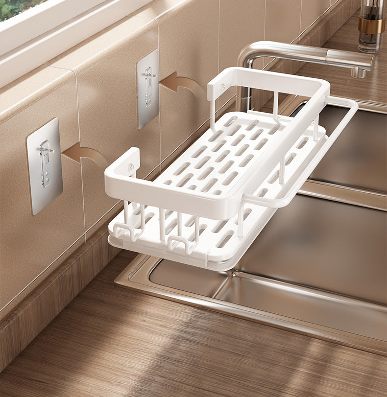 Kitchen Hanging Storage Rack Shelf Towel Sponge Drain Organizer Alumimum Sink Drain Rack Basket Bathroom Shampoo Towel Holder