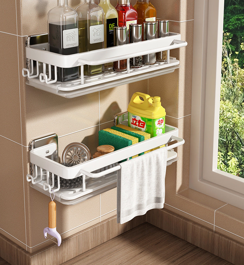 Kitchen Hanging Storage Rack Shelf Towel Sponge Drain Organizer Alumimum Sink Drain Rack Basket Bathroom Shampoo Towel Holder