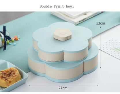 Funny Double Deck Rotary Storage Box Flower Design Wedding Snack Candy Box Jewelry Organizer Cosmetic Dry Fruit Storage Bin