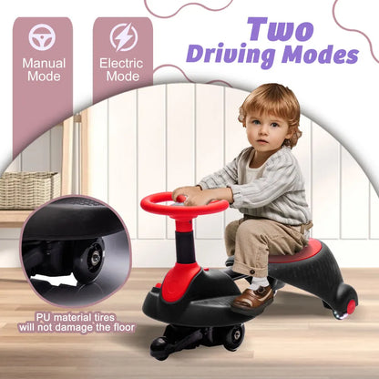 6V Kids Electric Scooter,Flashing Shock absorbing PU Wheels,Retractable,Steering Wheel Rotates 360 degrees,Max speed of 3.11MPH.