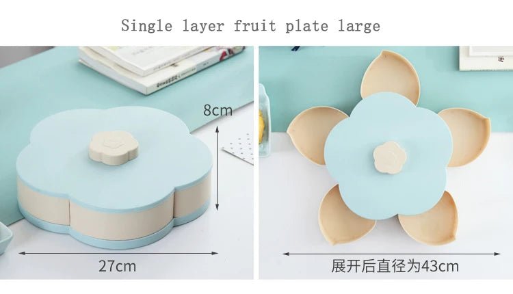 Funny Double Deck Rotary Storage Box Flower Design Wedding Snack Candy Box Jewelry Organizer Cosmetic Dry Fruit Storage Bin