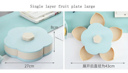 Funny Double Deck Rotary Storage Box Flower Design Wedding Snack Candy Box Jewelry Organizer Cosmetic Dry Fruit Storage Bin