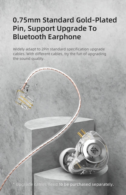 KZ EDX Pro Earphones Dynamic In Ear Monitor HiFi Wired Headphones Bass Stereo Game Music Earplugs Noice Cancelling Headset