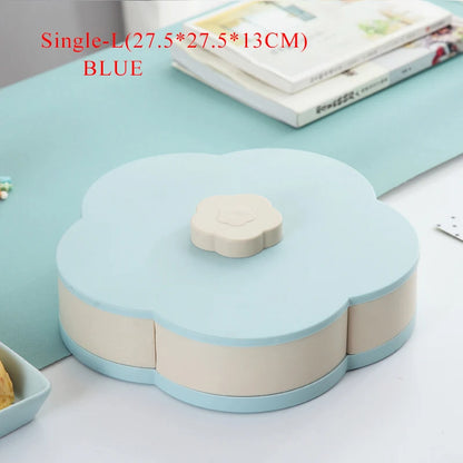 Funny Double Deck Rotary Storage Box Flower Design Wedding Snack Candy Box Jewelry Organizer Cosmetic Dry Fruit Storage Bin