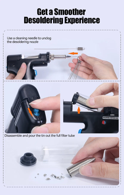 WEP 948 Suction Tin Gun Desoldering Station 90W with Auto Shutoff, Variable Precise Temperature ºC/°F display, Sleep