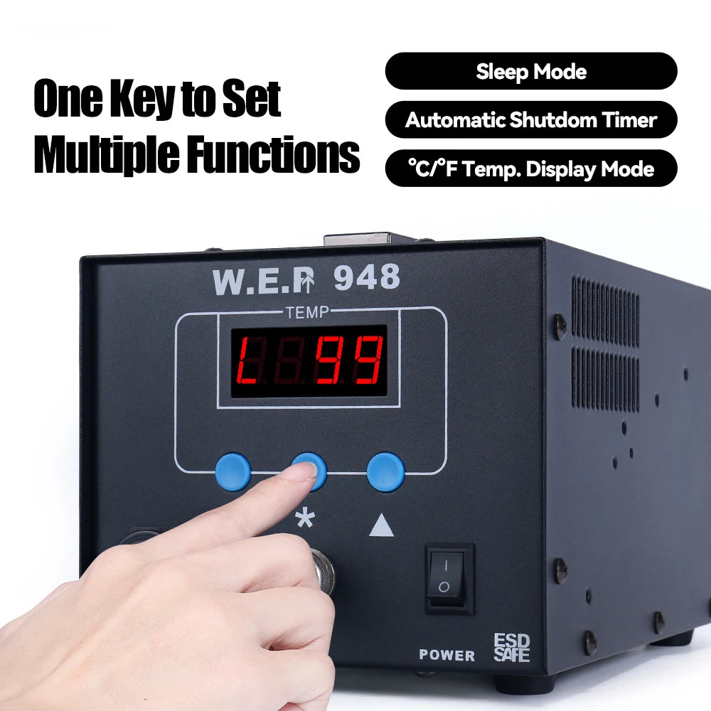 WEP 948 Suction Tin Gun Desoldering Station 90W with Auto Shutoff, Variable Precise Temperature ºC/°F display, Sleep