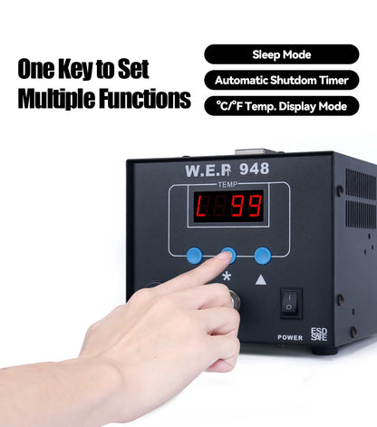 WEP 948 Suction Tin Gun Desoldering Station 90W with Auto Shutoff, Variable Precise Temperature ºC/°F display, Sleep