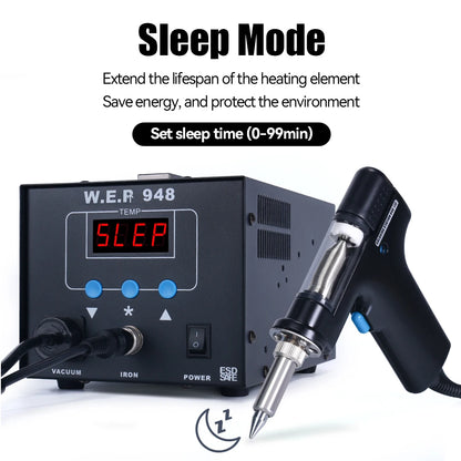 WEP 948 Suction Tin Gun Desoldering Station 90W with Auto Shutoff, Variable Precise Temperature ºC/°F display, Sleep
