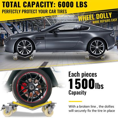 SucceBuy Vehicle Positioning Wheel Dollies 680Kg Per Dolly 2Pcs Car Wheel Dollies Car Skate Dolly Van Positioning Garage Jack