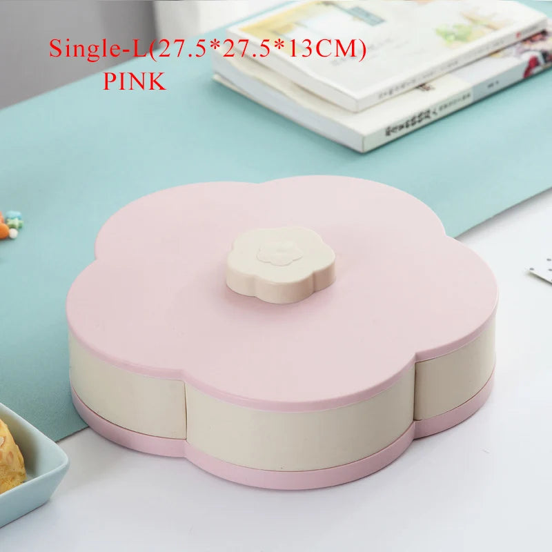 Funny Double Deck Rotary Storage Box Flower Design Wedding Snack Candy Box Jewelry Organizer Cosmetic Dry Fruit Storage Bin