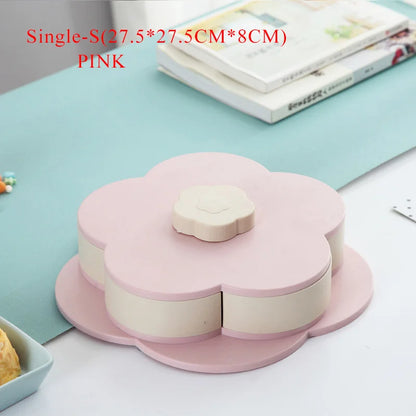 Funny Double Deck Rotary Storage Box Flower Design Wedding Snack Candy Box Jewelry Organizer Cosmetic Dry Fruit Storage Bin