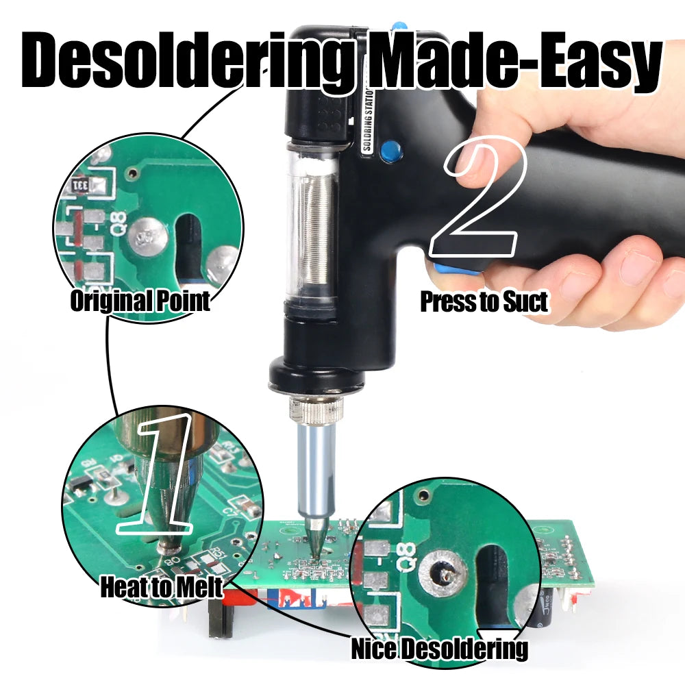 WEP 948 Suction Tin Gun Desoldering Station 90W with Auto Shutoff, Variable Precise Temperature ºC/°F display, Sleep