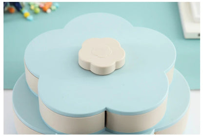 Funny Double Deck Rotary Storage Box Flower Design Wedding Snack Candy Box Jewelry Organizer Cosmetic Dry Fruit Storage Bin