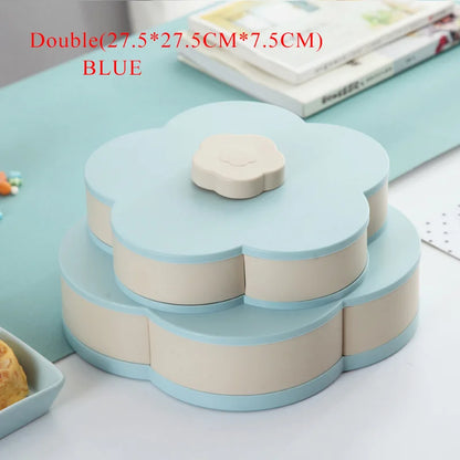 Funny Double Deck Rotary Storage Box Flower Design Wedding Snack Candy Box Jewelry Organizer Cosmetic Dry Fruit Storage Bin