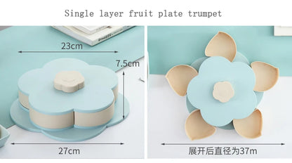 Funny Double Deck Rotary Storage Box Flower Design Wedding Snack Candy Box Jewelry Organizer Cosmetic Dry Fruit Storage Bin