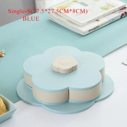 Funny Double Deck Rotary Storage Box Flower Design Wedding Snack Candy Box Jewelry Organizer Cosmetic Dry Fruit Storage Bin