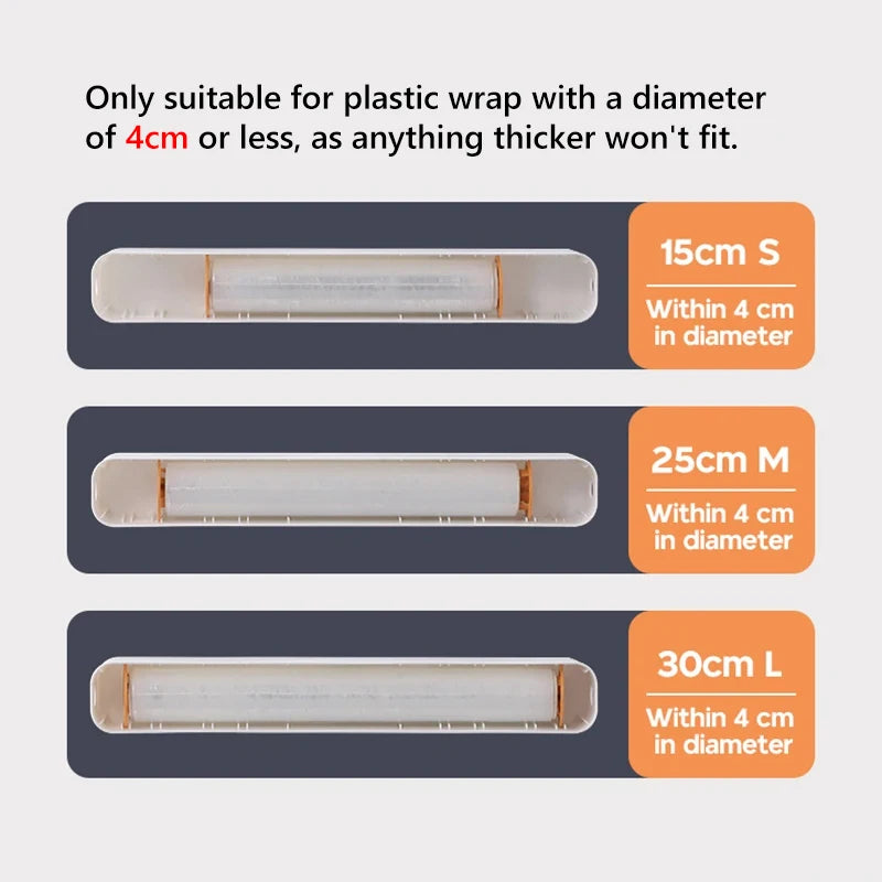 Food Film Dispenser Magnetic Plastic Wrap Dispenser with Cutter Storage Box Aluminum Foil Stretch Film Cutter Storage Holder
