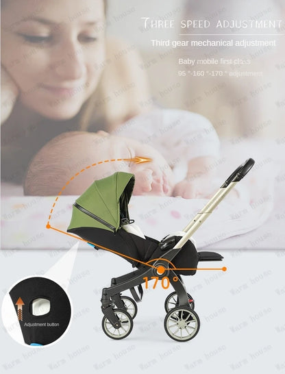 4-in-1 baby two-way stroller Multifunctional newborn baby stroller 3in1 Foldable Basket type seat baby carriage