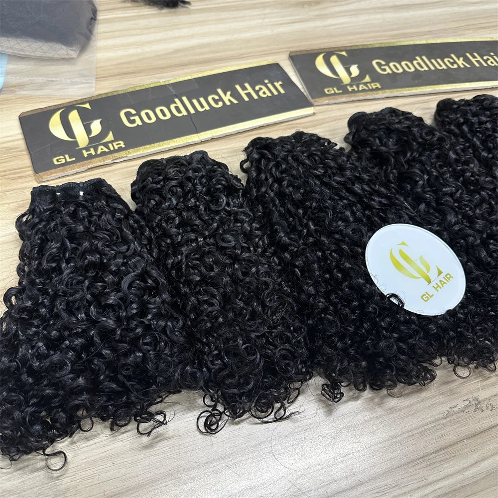 3B3C Burmese Pixie Curly Hair Bundles Virgin Human Hair Burmese Vietnamese Raw Human Hair Extensions Wholesale For Full Head 18A