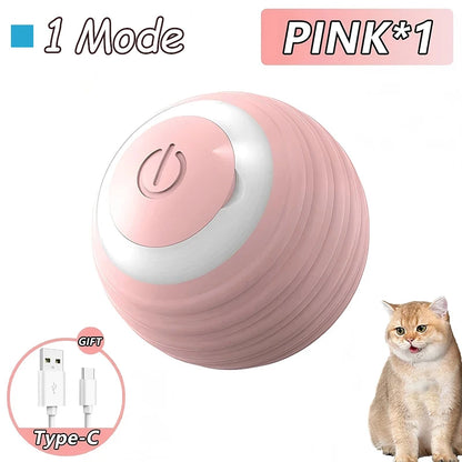 2Pcs Cat Interactive Ball Toys Automatic Rolling Ball Faux Tail Rechargeable Smart Pet Electric Toy Cat Training Imitate Mouse