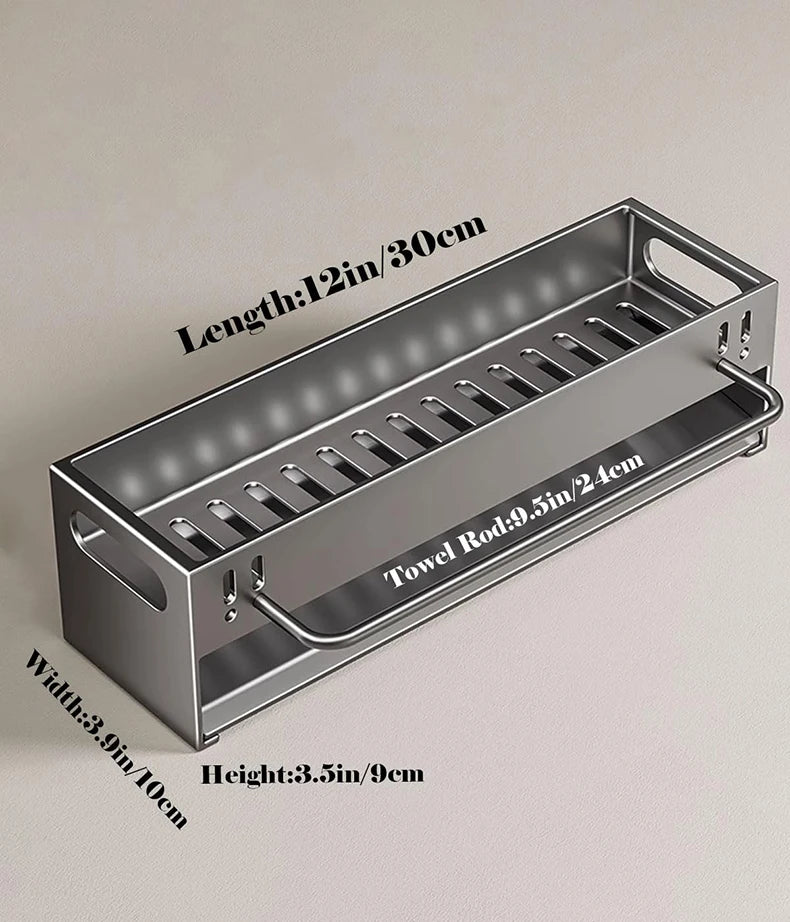 Extra Large Carbon Steel Sink Caddy Kitchen Sponge Holder with Soap Dish Countertop Organizer Rack for Kitchen Sink Accessories