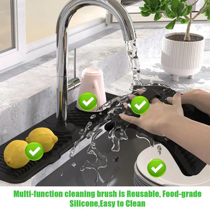 1Pcs Silicone Faucet Mat Water Ripples Kitchen Bathroom Drainage Pad Wash Basin Large Sink Splash Pad Countertop Protector