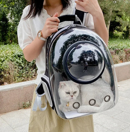 SpaceCapsule Transparent Pet Backpack Carrier Lightweight Portable Breathable Foldable for Cats Dogs Outdoor Travel Adventure