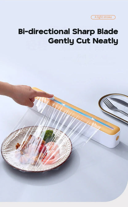 Food Film Dispenser Magnetic Plastic Wrap Dispenser with Cutter Storage Box Aluminum Foil Stretch Film Cutter Storage Holder