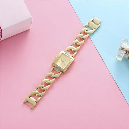 Luxury Women's Watch Fashion Elegant Style Ladies Watch Metal Square Trendy Quartz Watch for Women Bracelet Wristwatch Clock