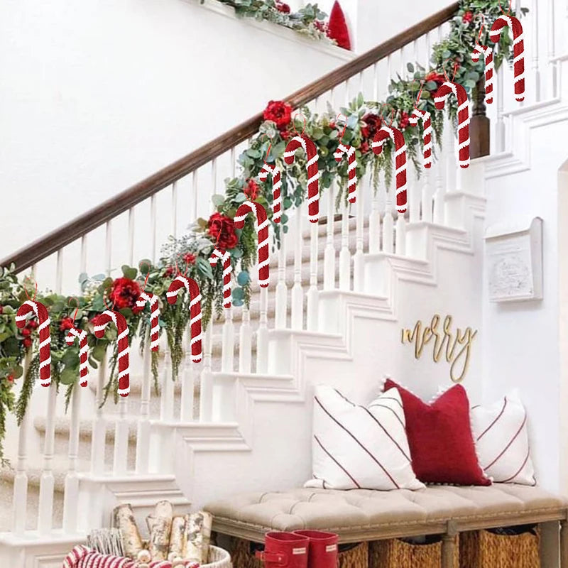 Christmas Red White Candy Cane Pendants Xmas Tree Hanging Ornaments 2025 Christmas Decoration For Home New Year Holiday Gifts