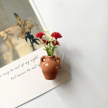 Ins Style Mini Ceramic Small Vase Refrigerator Sticker Creative 3D Stereo Home Decoration Magnet