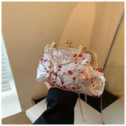 New Chinese Style Handbag Embroidery Evening Bag Retro Single Shoulder Crossbody Bag Ladies Shell Bag