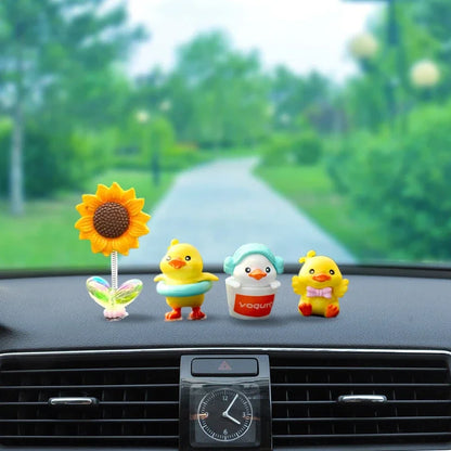 1Set Cartoon Resin Little Yellow Duck Model Car Center Console Decor Cute Car Ornaments Auto Interior Dashboard Accessories