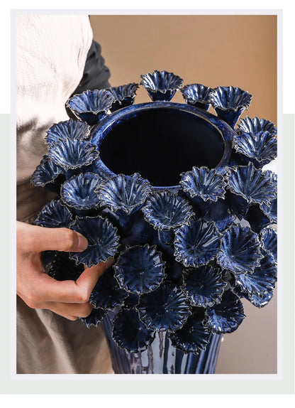 Deep Flower Clusters Ceramic Vase