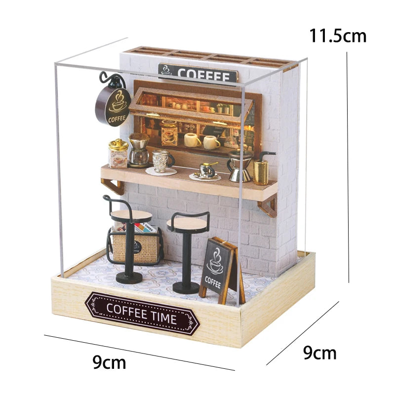 DIY Book Nook Kit Wooden Doll House 3D Puzzle Assembly Toy Home Bookend  Bookshelf Insert With Furniture Toys For Christmas Gift
