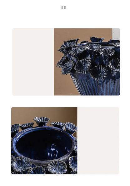 Deep Flower Clusters Ceramic Vase