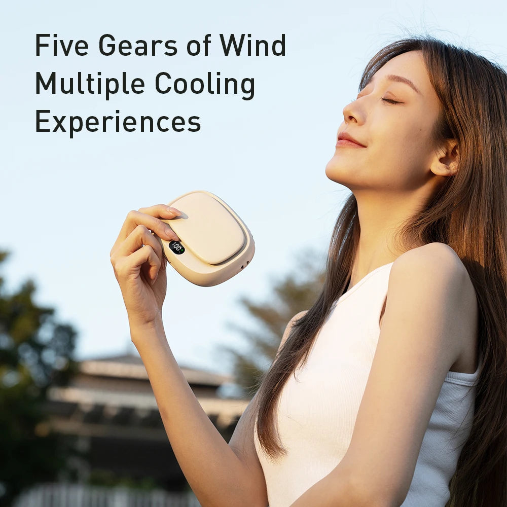 Vissko 2024 New 1800mAh Handheld Mini Fan Multifunction Neck Hanging Fans 5 Speed USB Rechargeable Fan with Display Screen